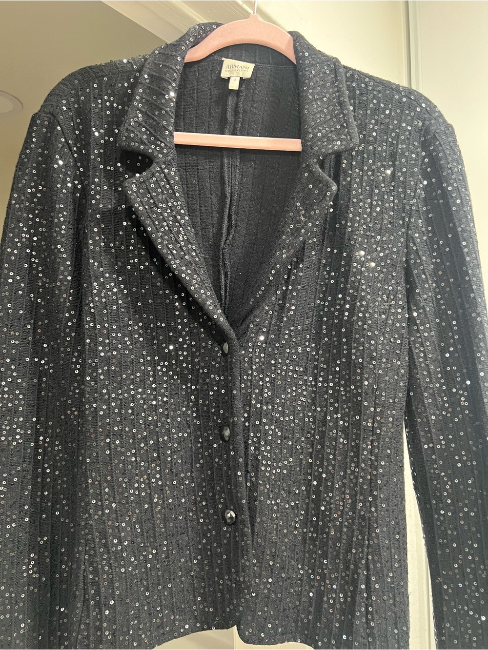 Armani Collezioni Black Sequin Blazer Jacket